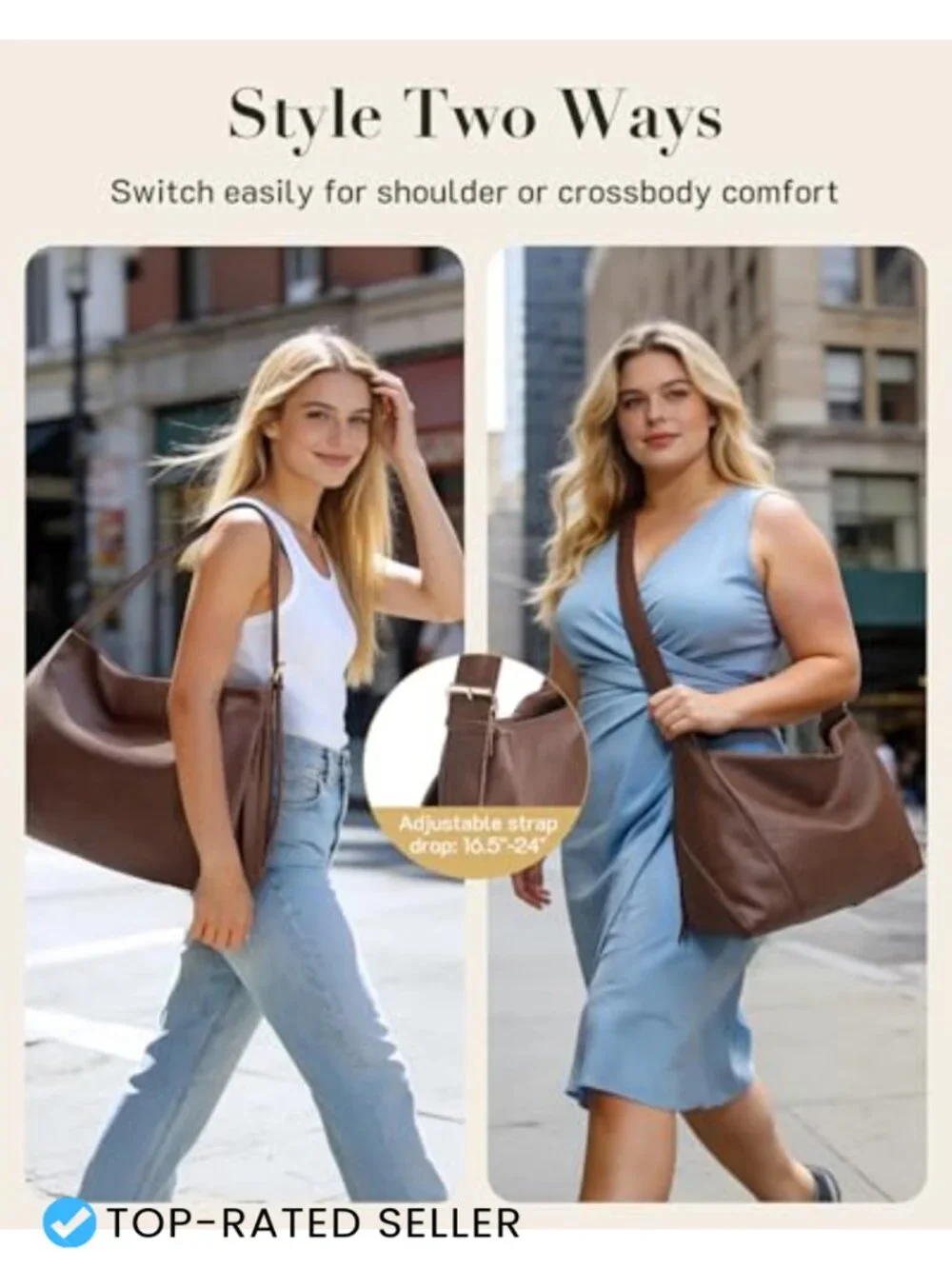 Vegan Leather Hobo Bag Tote with Multi-Pockets Large Crossbody